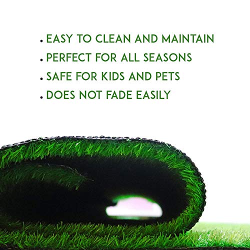 CHERISH Loomtex 45MM High-Density Artificial Grass Carpet for Balcony & Garden, Lush Natural Green (5x10 ft)