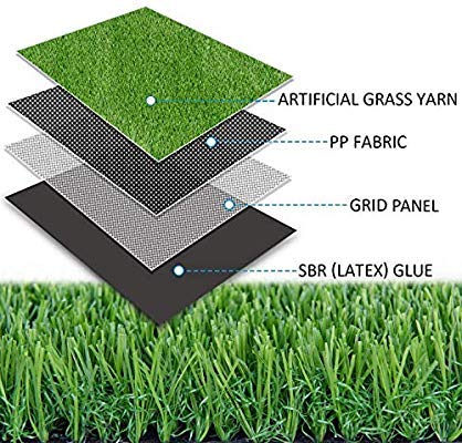 YOVINA COLLECTION 45MM High-Density Polyester Artificial Grass Carpet for Terrace, Roof & Garden with 4-Layer Protection