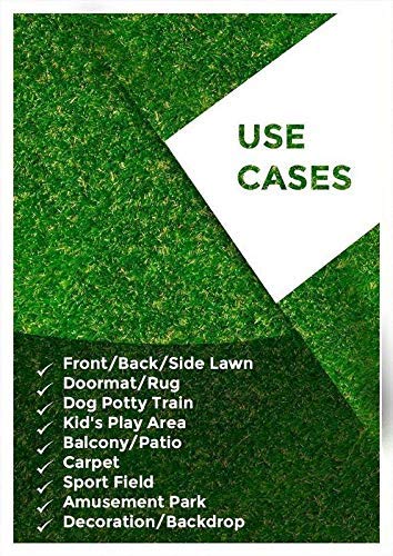 Yarlen Collection 50MM Polyester High-Density Artificial Grass Carpet Mat for Balcony, Lawn, Door 2x5ft
