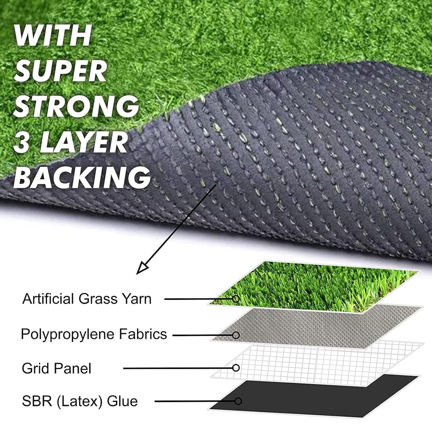 FrescoLand 35mm Waterproof Artificial Grass Mat for Balcony | Indoor & Outdoor Decor | Easy to Clean (15x23 Inch)