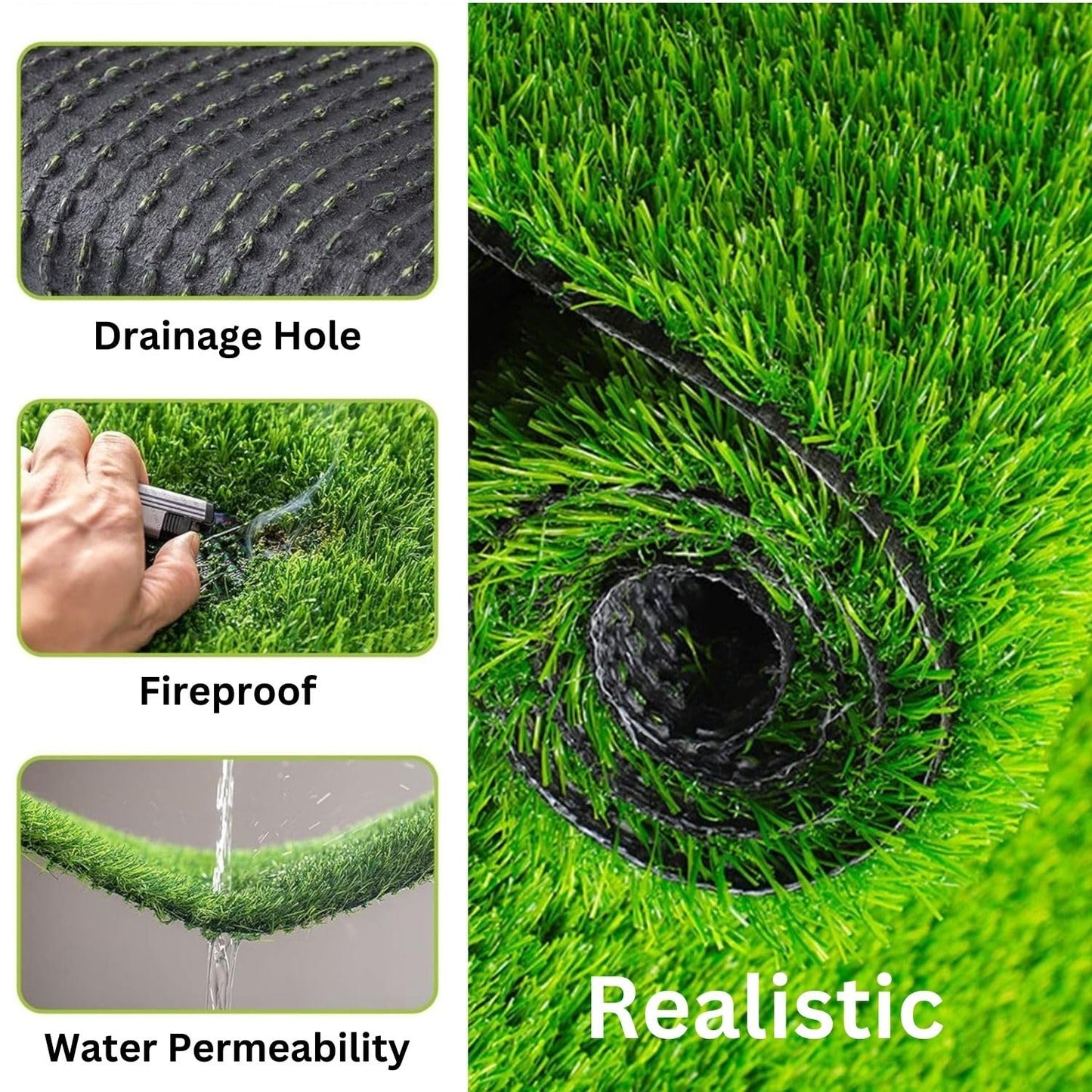 Pryma Light 35mm Artificial Green Grass Carpet Mat for Balcony, Floor, Indoor & Outdoor Use