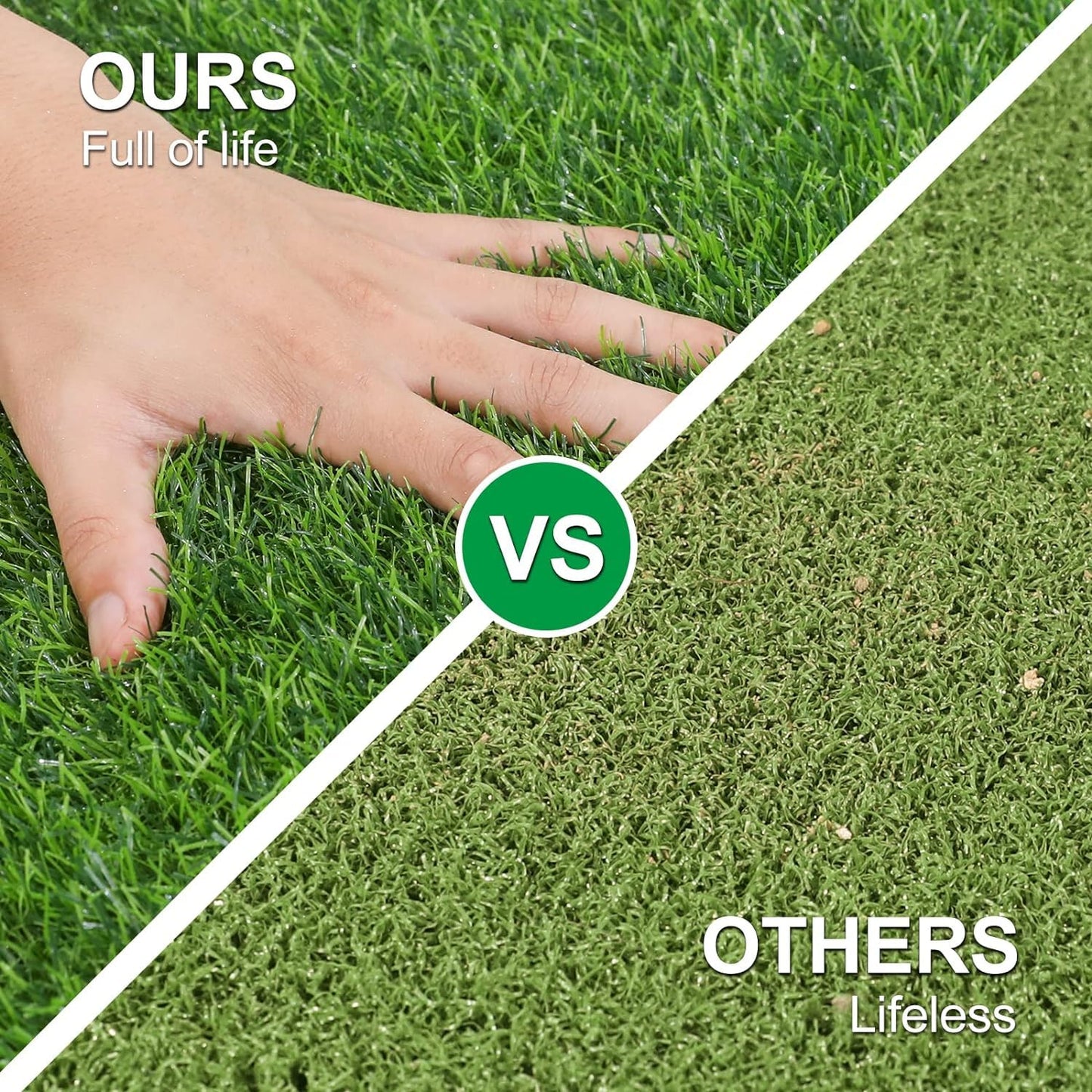 Purvio Light 40mm Realistic Anti-Slip Artificial Green Grass Mat for Home, Balcony & Floor Carpet