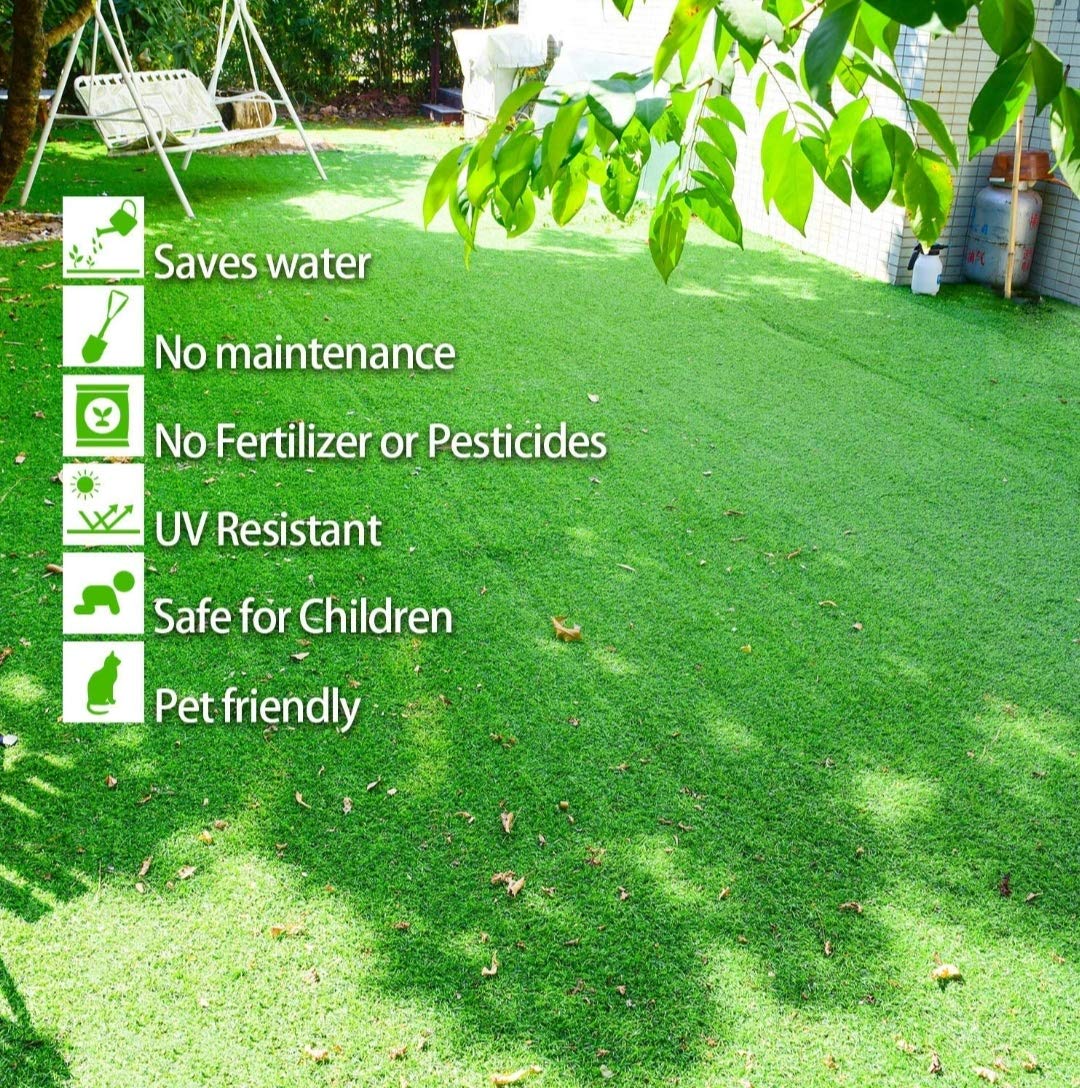 CozyHaven High-Density Artificial Grass Carpet for Garden, Balcony, Indoor & Outdoor Use, 5x3 ft, Green