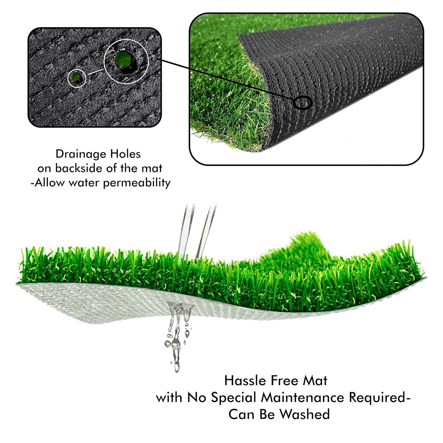 Wyntra Plastic 35mm High-Density Artificial Grass Carpet Mat for Balcony, Lawn & Door with 4-Layer Protection (2x5 ft)