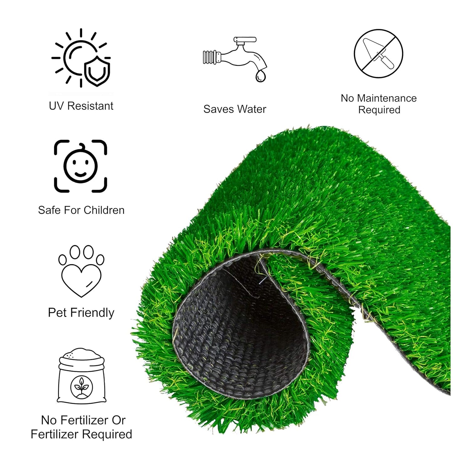 Wyntra Plastic 35mm High-Density Artificial Grass Carpet Mat for Balcony, Lawn & Door with 4-Layer Protection (2x5 ft)
