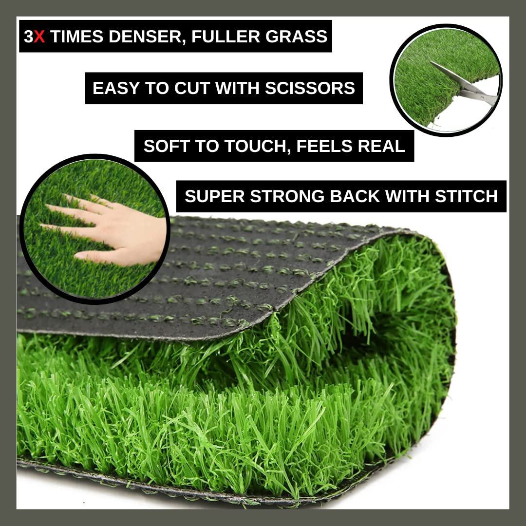 Ardex High Density Artificial Grass Carpet 35mm Natural Green Turf Mat for Home, Garden & Balcony - 6.5ft x 10ft