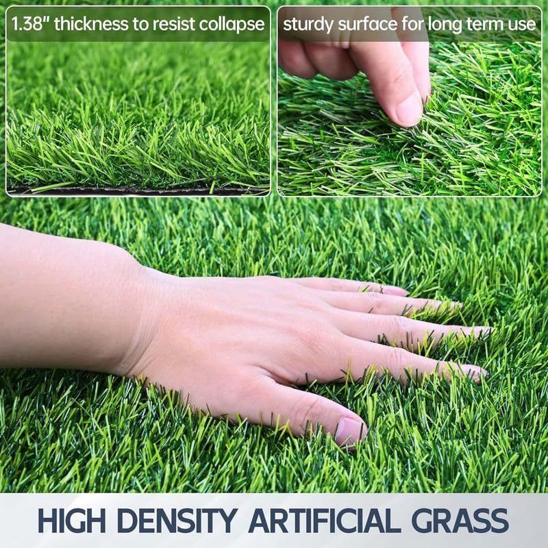 Carpet Aura 25MM Polyester Blend High-Density Artificial Grass Carpet Mat Doormat for Balcony & Lawn 1.5x2 FT