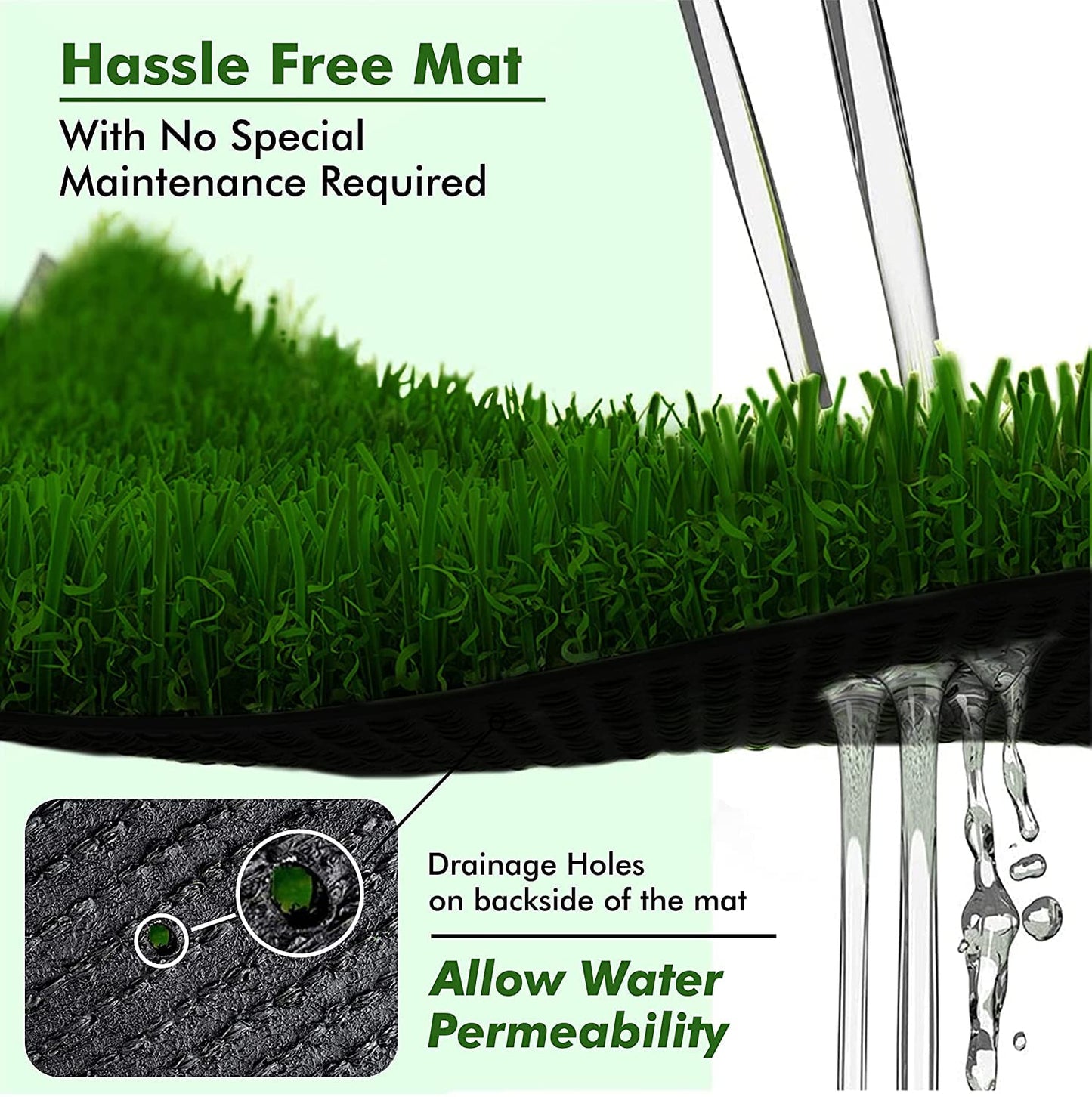 Yara Weaves 35mm High-Density Artificial Grass Carpet Mat for Balcony, Lawn & Door, 2x3 Feet Green