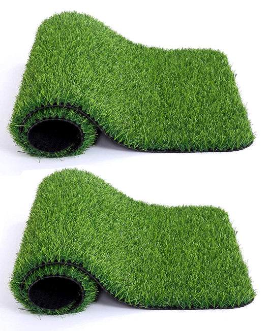 Krayon Creations 35 Artificial Grass Mat for Balcony or Door, Soft Durable Plastic Turf, 1x2 ft, 2 pcs